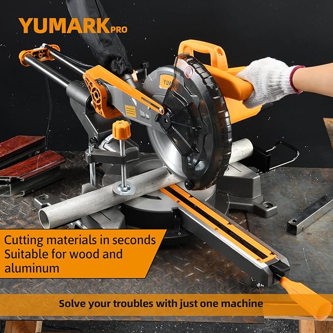 10-inch Sliding Miter Saw Single Bevel Table Saw 1800W 5200RPM Compound Miter Saw Corded Power Wood Circular Saw with Adjustable Extension Table