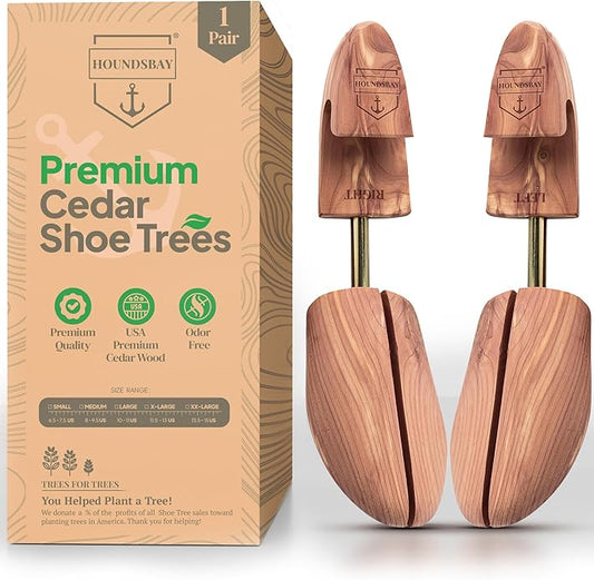 HOUNDSBAY Cedar Shoe Tree - Shoe Trees for Men & Women, Sneakers, Widener & Shaper