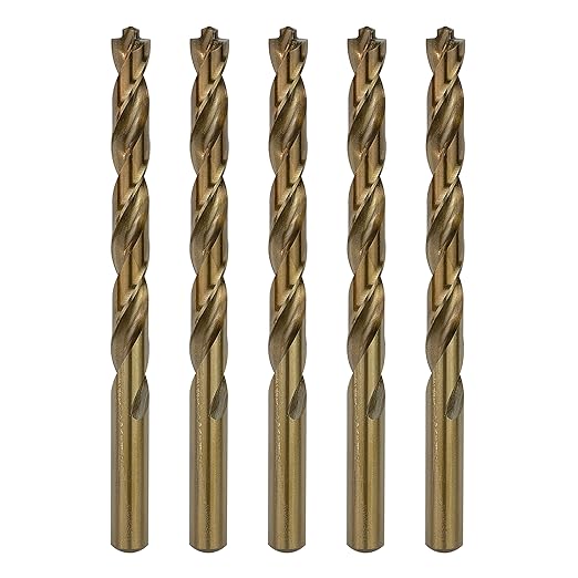 3/8 Inch Cobalt Drill Bit Set 5pcs Heavy-Duty Drill Bits for Metal, Steel, Cast Iron (3/8" x 5")