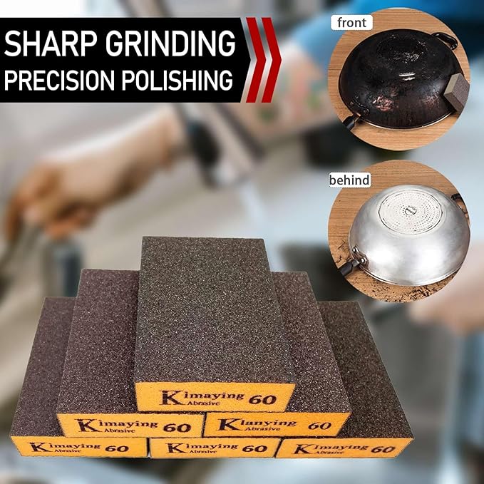 Sanding Sponge, 60 Grit Assortment Sanding Block, Wet and Dry Dual-use Sander Sponges for Drywall Metal, Sandpaper Sponge for Wood, Washable and Reusable