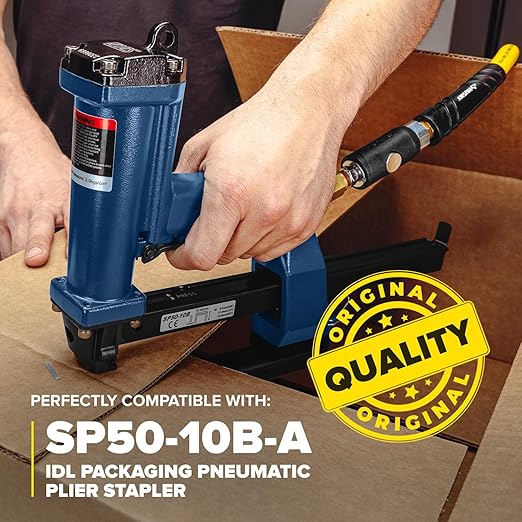 IDL Packaging Heavy Duty Staples for Pneumatic Stapling Plier SP50-10B-A, 1/2" x 1/2" x 0.128" (5 Boxes, 12500 pcs) - High-Tensile Stainless Steel
