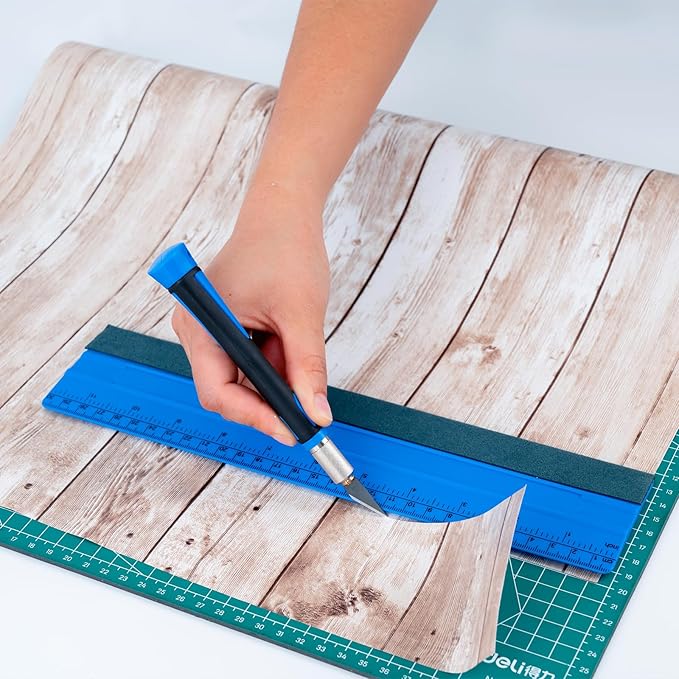 FOSHIO Wallpaper Kit, Wallpaper Scoring Tool, Razor Blade Scraper, Seam Roller, Wallpaper Brush, Felt Squeegee, Paper Cutter & Exacto Knife Set, Felt Squeegee Wallpaper Tools for Peel and Stick