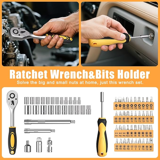 328 Piece Tool Kit For Home,Hand Repair Tool Set,Toolbox Storage Case with Drawer,General Household/Auto Tool Set,Perfect for Homeowner, DIY, Handyman