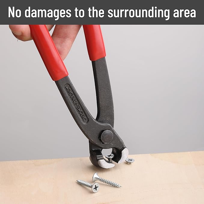 Bates Nail Puller - Red, 8-Inch, End Cutting Pliers, Carpenter Tool, Staple Puller