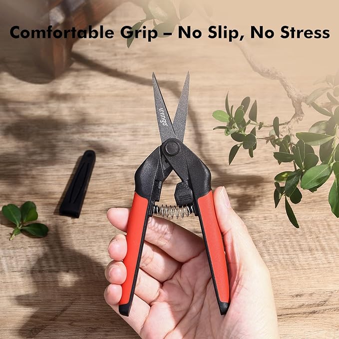LIVINGO Sharp Garden Pruning Shears - 2 Pack 6.5??Spring Loaded Handles, Non-Stick Teflon Coated Stainless Steel Blades Scissors for Trimming Plant, Flower
