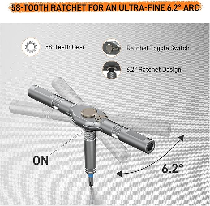 42 in 1 Magnetic Screwdriver Set, Ratchet Screwdriver Set with Case, T Handle Ratchet Screwdriver for Electronics and DIY, Great Christmas Gift for Men & DIY Lovers (Orange)