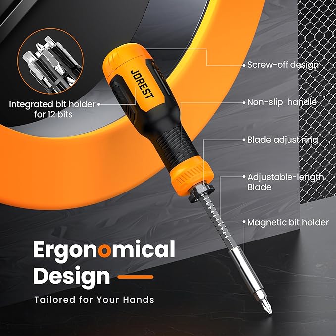 Jorest 25 in 1 Multibit Screwdriver Set, Magnetic Multitool Screwdriver Tool All in One, Portable Tool Kit for Daily Repairs, Screwdriver with Torx, Flat Head, Phillips, Hex, Square