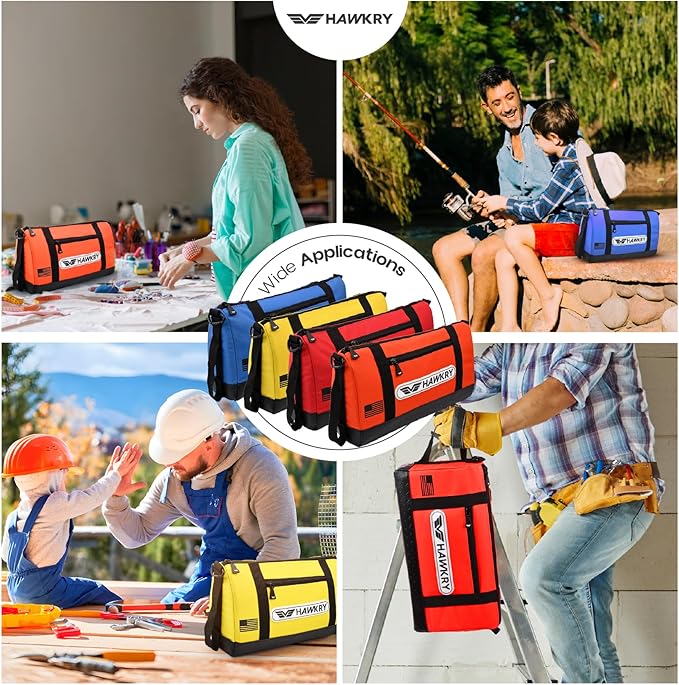 HAWKRY Oxford Waterproof Tool Bag set of 4 – Small Tool Bag and Tool Pouch, Fishing Bag, Travel Pouch, Compact, Durable Small Travel Bag, Multipurpose Tool Bags for Men for Work, Fishing and Travel