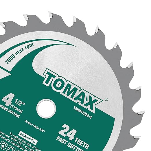 TOMAX 3 Pack 4-1/2 Inch 24 Tooth ATB General Purpose Saw Blade with 3/8-Inch Arbor