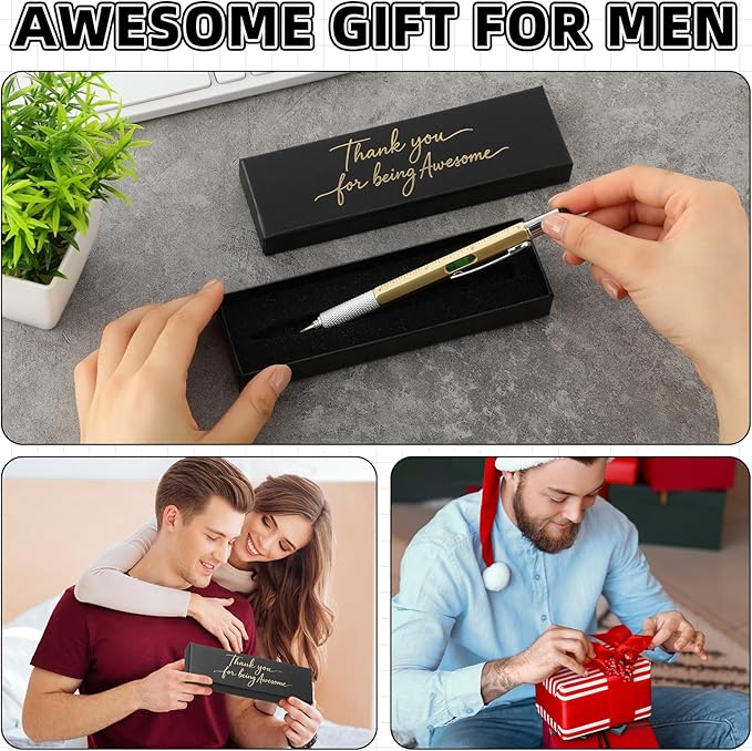 20 Sets Employee Appreciation Gifts for Adult Men Multi Tool Pen with Motivational Quote Boxes Stocking Stuffers Bulk for Father's Christmas White Elephant Gifts (Colorful)