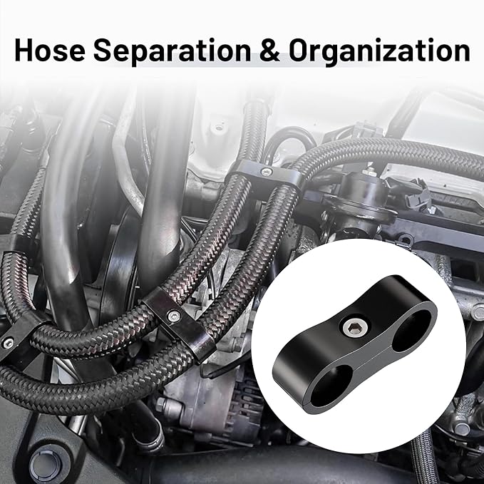 EVIL ENERGY Hose Separator Clamp,Fuel Line Mounting Clamp Aluminum Black (6, AN6)