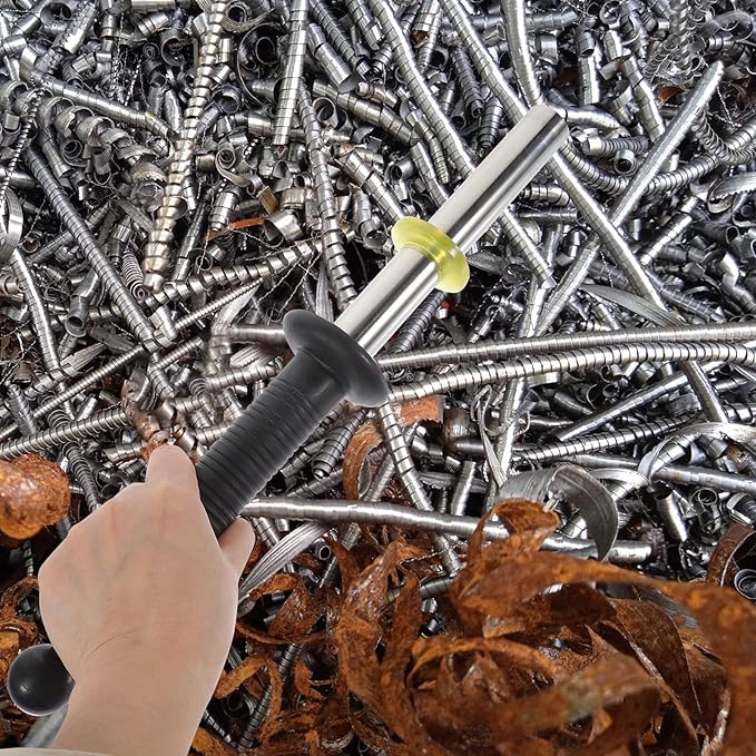 Magnetic Pick Up Tool With Release : Magnetic Chip Collector Retrieving Baton Swarf Sweeper for Pickup Nails, Screws, and Metal Scraps