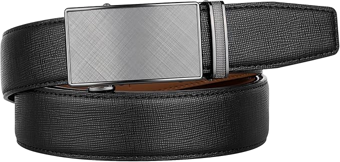 Zitahli Belt Men, Ratchet Belt Dress with 1 3/8" Premium Leather,Slide Belt with Easier Adjustable Automatic Buckle
