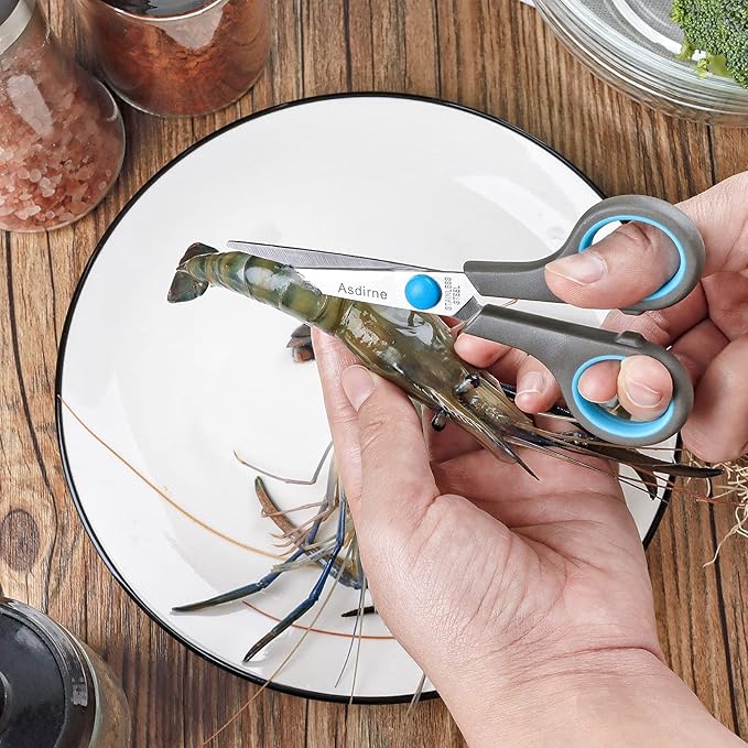 Premium Kitchen Scissors Set, Kitchen Shears, Food-Grade Stainless Steel Blades, Ergonomic Rubber Handle, Include 1 Poultry Shears and 4 All Purpose Scissors, 9.1??9.6"/8.5"/6.4"/5.4"