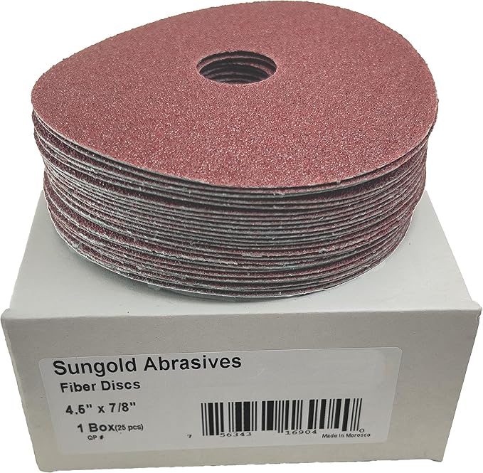Sungold Abrasives 16902 4-1/2-Inch x 7/8-Inch Center Hole Aluminum Oxide Fiber Disc, 25-Pack, 36 Grit