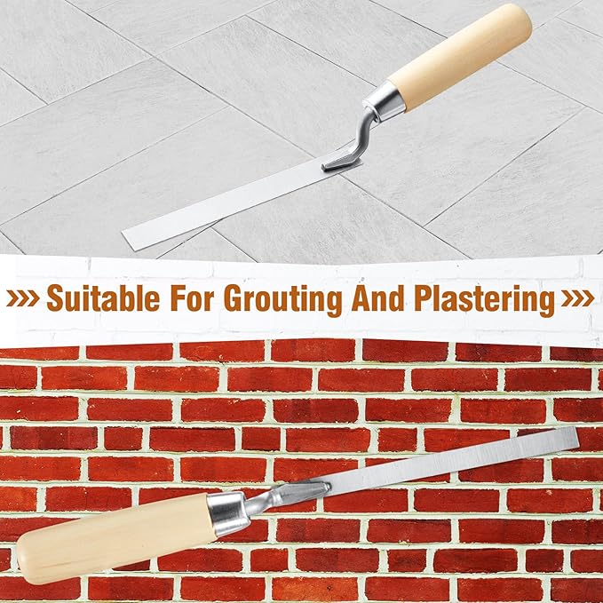 Lothee 5 Pcs Tuck Pointer Trowel Set with Wood Handle 6-3/4" by 1/4", 5/16, 3/8", 1/2", 5/8" Professional Mortar Repair and Masonry Tools for Tuck Pointing