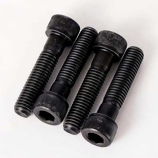 YIIFLY M12-1.75 x 55mm Socket Head Cap Screws, M12x1.75 Bolt,12.9 Grade Alloy Steel, Allen Socket Drive, Black Oxide Finish, Half Thread, Quantity 6