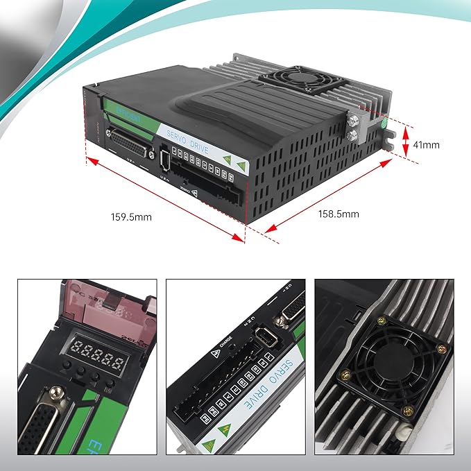 Without Brake 750W AC Servo Motor Kit, CNC 220V 4.4A 3000rpm L3000 17-bit Encoder RS485 Servo Motor Driver Controller Kit for CNC Engraver Milling Machine/Robot