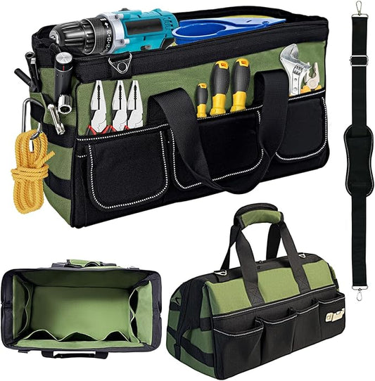 16 Inch Tool Bag with 25 Pockets Heavy Duty Portable Electrician Toolbox Tool Organizer Bag with Soft Handle Suitable for Electricians Carpenters Gardeners Construction Workers Mechanic Plumber