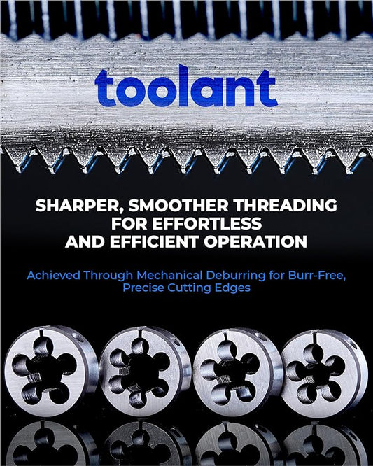 toolant 45pcs Metric Tap and Die Set, M6-M24 Large Threading Set with Round Dies for Cutting and Rethreading Internal and External Threads