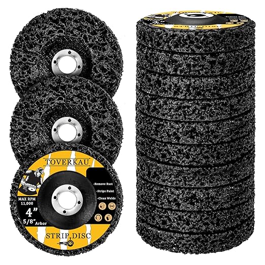 10 Pack 4 inch Strip Discs for Angle Grinder, Wire Stripping Wheel Paint Remover for Metal Surfaces, Abrasive Wheels Grinding Discs for Rust Welds Oxidation (4" x 5/8")