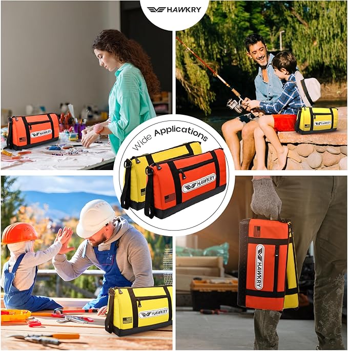 HAWKRY Oxford Waterproof Tool Bag set of 2 – Small Tool Bag and Tool Pouch, Fishing Bag, Travel Pouch, Compact, Durable Small Travel Bag, Multipurpose Tool Bags for Men for Work, Fishing and Travel