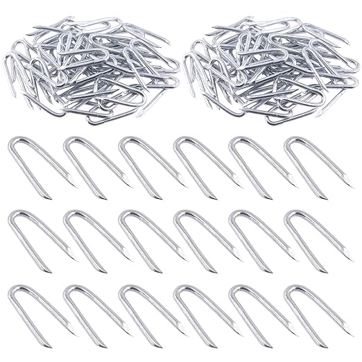 Swpeet 200Pcs 3/2" - 0.16"횞1.57" Steel Wire Staples, Concrete Metal Wire Twisting Fence Tool, Fence Staple Nails, U Shaped Nails for Fencing, Wire Mesh and Woven Fencing