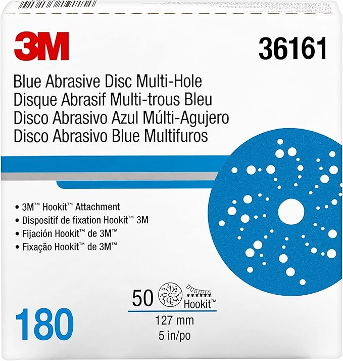 3M Hookit Blue Abrasive Disc 321U Multi-hole, 36161 5 in 180 50 discs per carton