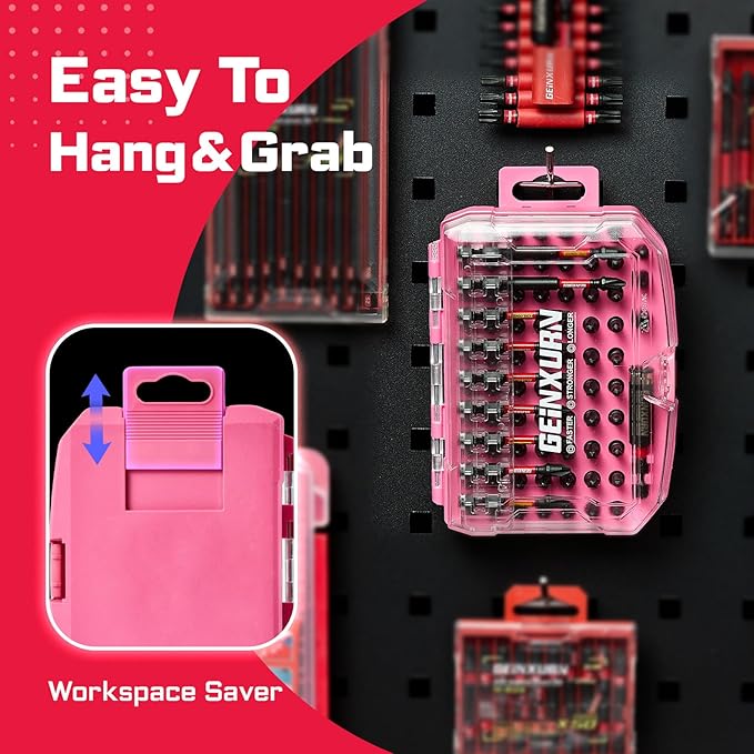 83Pieces Impact Screwdriver Bits Set, Magnetic S2 Steel Phillips/Square Insert Power Bits Tips Set with Impact Bit Holder and 1/4?쒾ocket Adapter (Pink Storage Box Case)