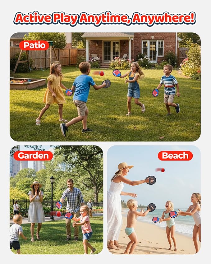 Toss and Catch Ball Game Set, Toddler Baseball Glove for Beach Pool Yard, Kids Sports & Outdoor Play Toys with Family, Fun Birthday Gift for Ages 3 4 5 6 7 8-12 Year Old Boys Girls