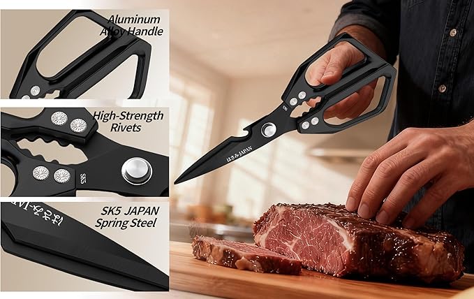 Japanese Kitchen Shears Set, Heavy Duty Poultry Shears All Purpose, Kitchen Meat Scissors for Steak Cutting, Chicken Bones, and Turkey Christmas Gifts for Men Women Mom Dad