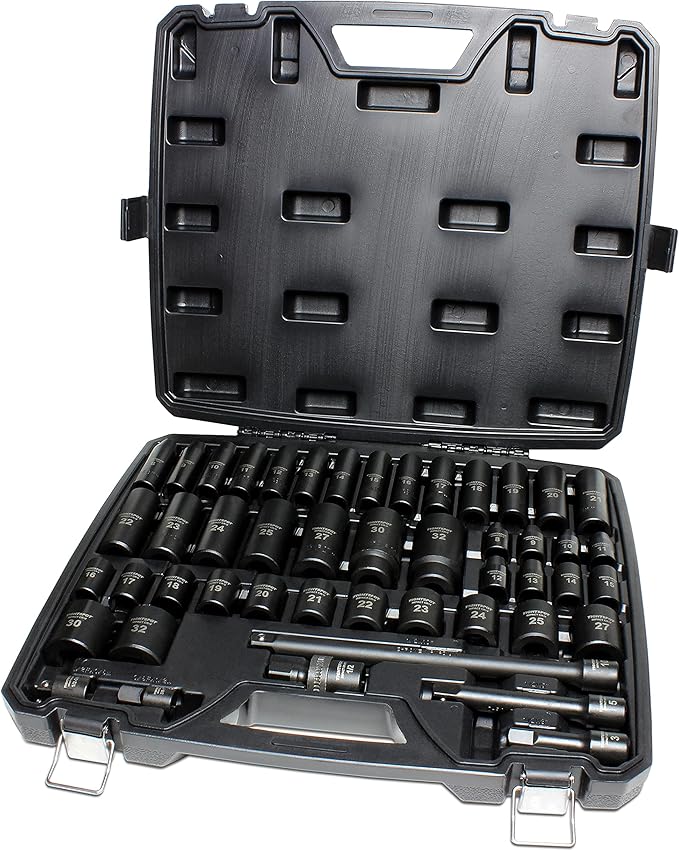 TIGHTSPOT 1/2 inch Drive 48pc Impact Socket Metric Master Set, our Most Complete Metric Set Ever W/ Sizes From 8mm - 32mm, Standard/Deep Sockets W/ Extension Bars & Adapters & More