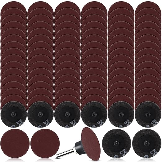 Newwiee 150 Pieces 2 Inch Sanding Discs 320 Grit Roll Lock Discs Die Grinder Sanding Disc for Surface Prep Strip Grind Polish Finish Burr Rust Paint Removal Red