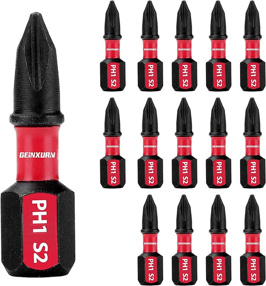 Impact Tough #1 Phillips 1 in. Insert Driver Bits,15Pack Bulk PH1 Screwdriver Bits Set