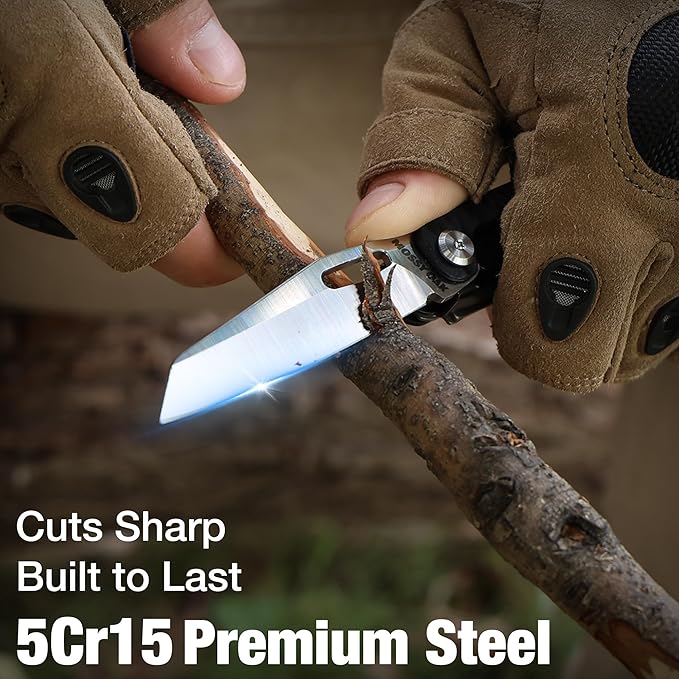 Mossy Oak Multitool Knife, 12 in 1 Pocket Multitool with G10 Handle, EDC Multi Tool Knife with Scissors Bottle Opener Screwdrivers and More for Camping, Survival, Hunting and Outdoors