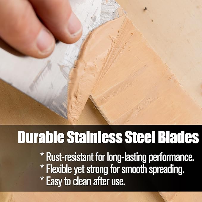 4 Pieces Putty Knife Scraper Set, Stainless Steel Spackle Multipurpose Use Metal Knives for Wall Decoration Hand Tools Drywall Clearing Spreading, Wallpaper Removal, Putty Applying, Plaster Scraping