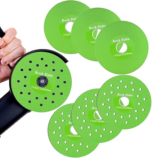 6 Pack 4.5 in Diamond Rock Slab Grinding Disc for Cutting and Grinding of Ceramics, Tiles and Marble, Compatible with Angle Grinder, Bench Grinder, Die Grinder