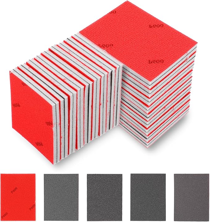 60 Pcs 400-2500 Grit Sanding Sponge, Ultra Fine Sanding Sponges Pads, Soft Foam Shine Block Wet Dry Polish Pads, Ultra Fine Grit Sandpaper for Model Drywall Metal Wood Furniture Polishing