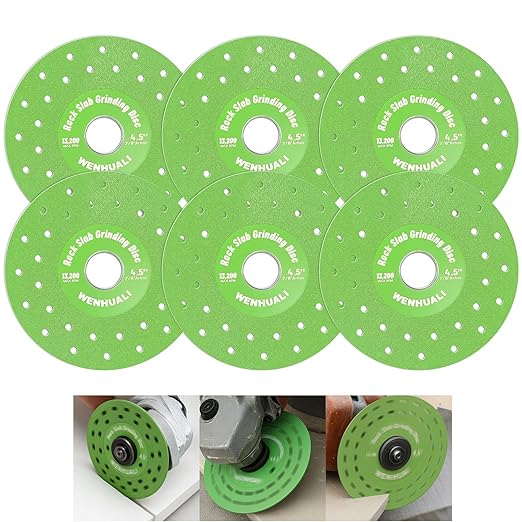 4.5" Diamond Rock Slab Grinding Disc Set, 6 Pcs Ultra-Thin Multi-Pore Cutting Blades for Tile, Glass, Marble, Compatible with Angle Grinder & Diamond Saw Blades
