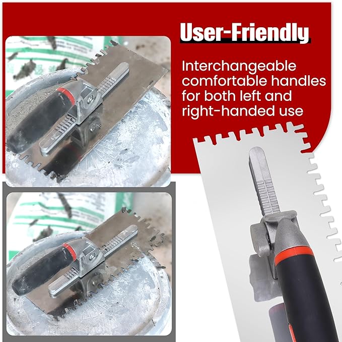 Fishark Switchable Notch Trowel Set竊? Piece Trowel Box Kit, Made of Premium Stainless Steel with Soft Grip Handle, Perfect Tool for Cement, Concrete, Masonry Tile Installation Work
