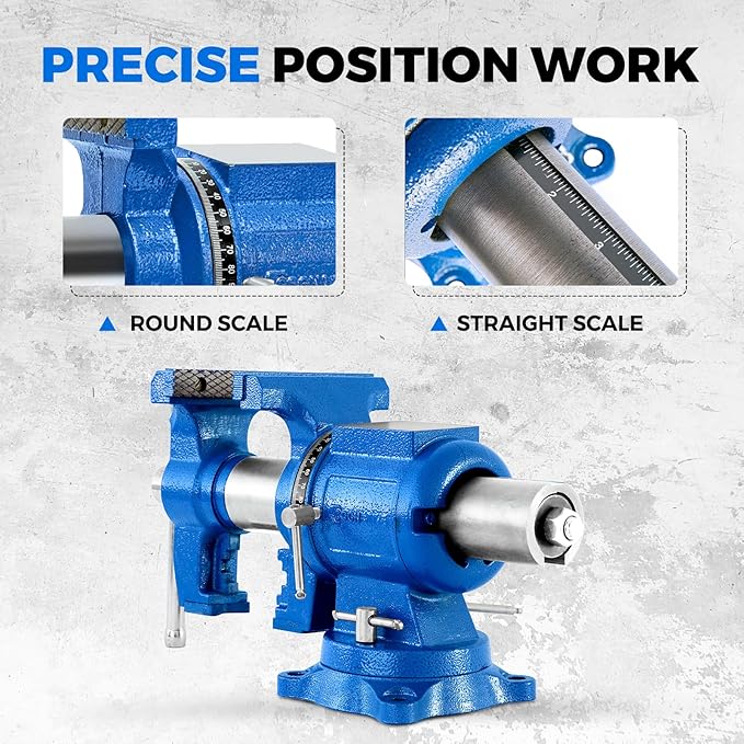 COGNATIVE 5-Inch Heavy Duty Bench Vise Ductile Iron Bench Vise 360째 Multi-Purpose Bench Vice with Anvil, Clamp force 4000KG, Blue