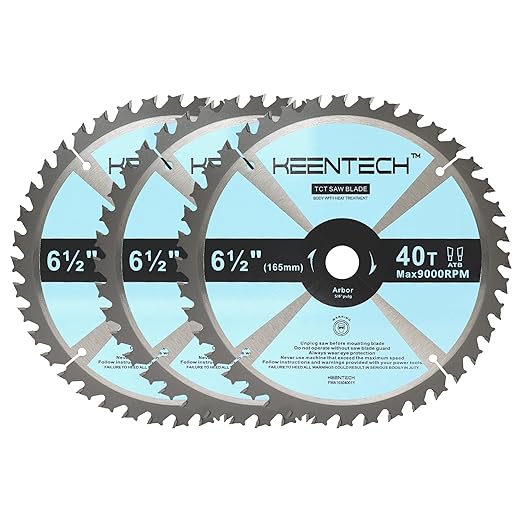 KEENTECH 6-1/2" Dia. by 5/8" Bore 40 Tooth General Purpose Circular Saw Blade 3-Pack, Tungsten Carbide Tipped, ATAF Grind