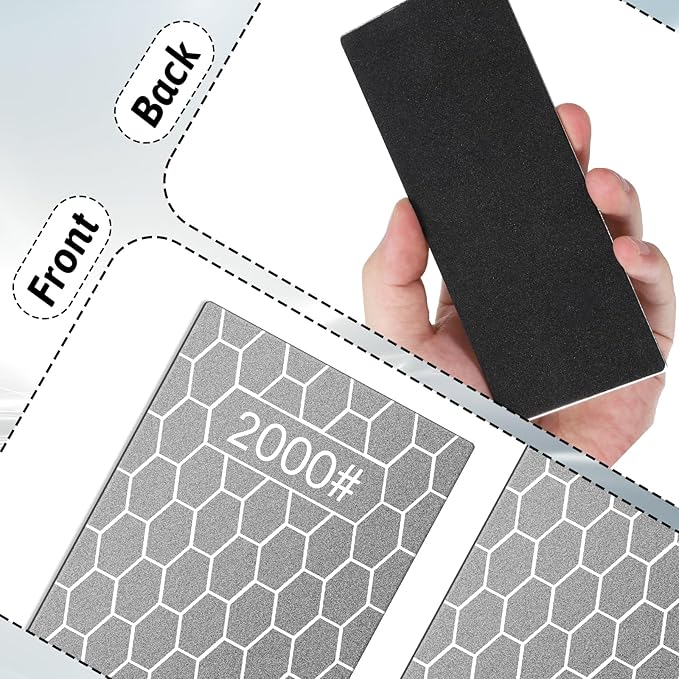 6 Pcs Diamond Sharpening Stone Set with Non-slip Base Knife Sharpening Stone 400/600/800/1000/1200/2000 Grit Sharpener Diamond Lapping Plate for Chisels, Plane Irons, Knives, Blades