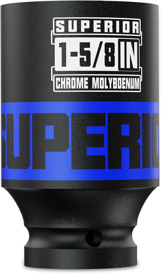 1/2" Drive Impact Socket, 1-5/8 Inch Deep Socket, SAE, 6 Point, CR-MO, for Automotive Maintaince Truck Tires Jumbo Fasteners