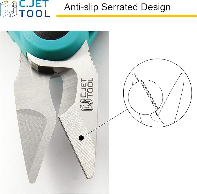 6" Stainless Electrician Scissors Heavy Duty Professional for Aluminium Copper Soft Cable (Turquoise)