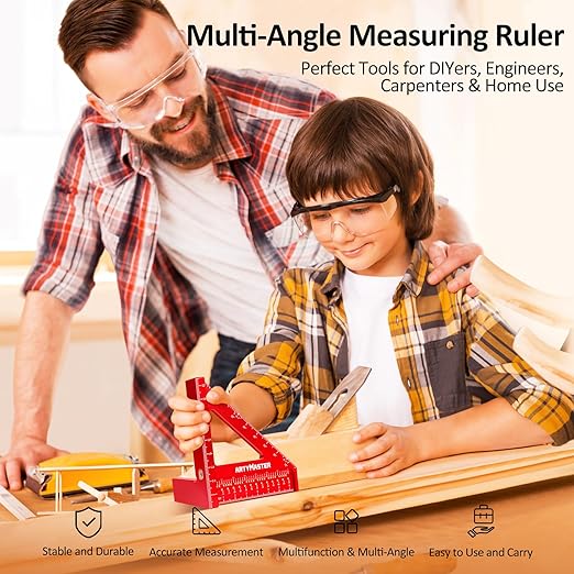 Mini 3D Multi-Angle Measuring Square Ruler, WT102C High Precision Hole Scribing Woodworking Tools, 0-90째 Aluminum Alloy Carpenter Square Metric Wood Working Tools