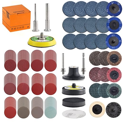 270Pack 2inch Sanding Discs Pad Variety Kit for Drill Grinder Rotary Tools Die Grinder Accessories with 1/8"&1/4" Shank Backer Plate, Sanding Pads Includes 36-3000 Grit