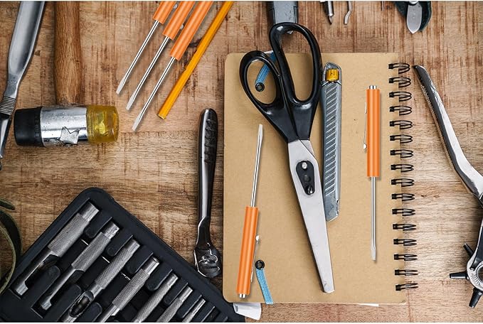 12 Pieces Pocket Screwdriver Mini Tops And pocket magnetic screwdriver with A Single Blade Head for Mechanical, Electrician (orange)