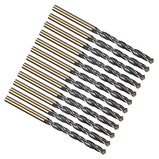 PATIKIL 4.2mm Drill Bit, Jobber Straight Shank 4341 High-Speed Steel 118째 Black and Gold Finish for Medium-Hard Metal Steel Acrylic - 12 Pack