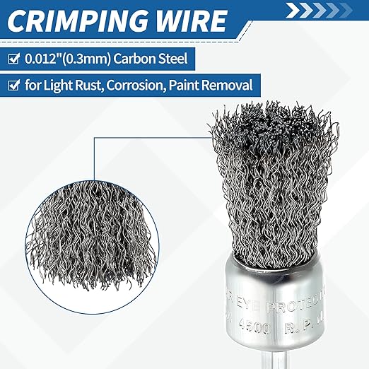 Wire Brush for Drill (1"/25mm) 1Pack, Crimping Steel Wire 0.012" (Carbon Steel) Wire Brush Drill Attachment with 1/4" Hex Shank - for Rust, Cleaning, Deburring on Cast Iron